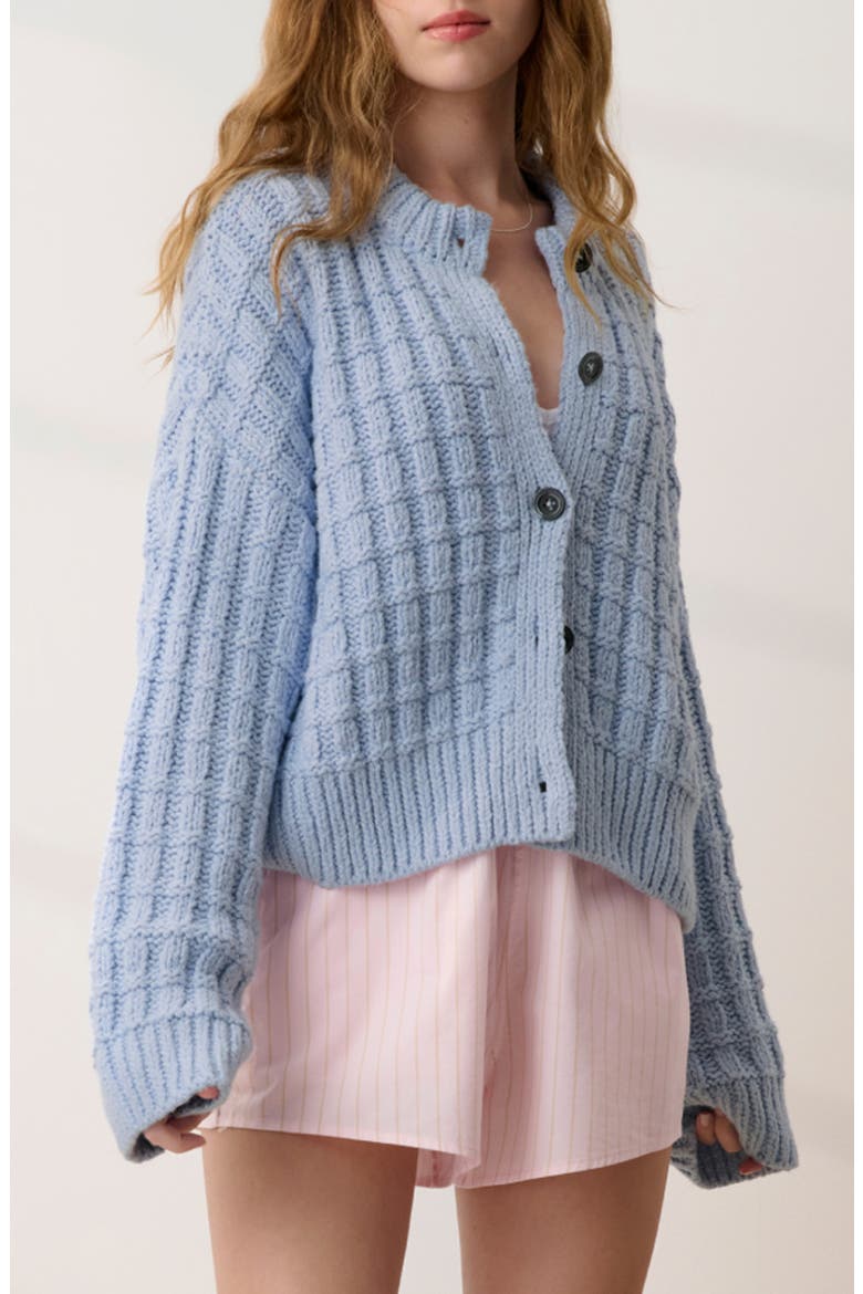 Cloud Cotton Basket Stitch Cardigan, Main, color, WHISPER BLUE