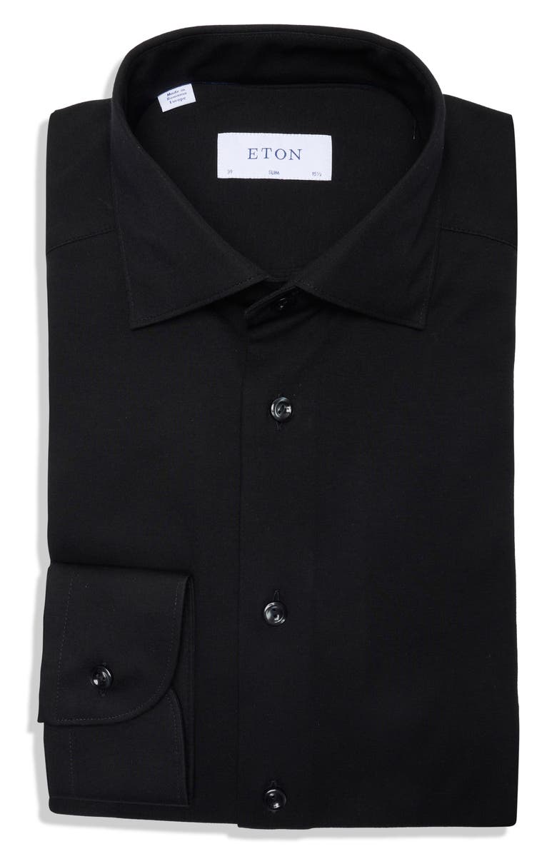 Eton Slim Fit 4-Flex Stretch Dress Shirt, Main, color, Black