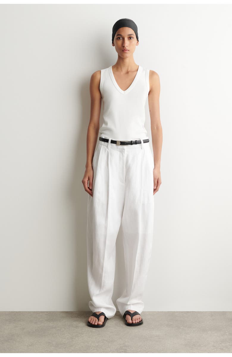 COS Cotton V-neck Tank Top, Alternate, color, White