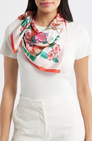 Echo Floral Bouquet Silk Square Scarf