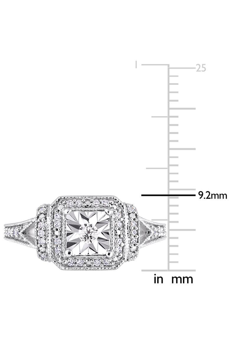 Diamond Halo Square Promise Ring, Alternate, color, Sterling Silver