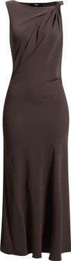 Theory Twist Shoulder Crepe Midi Dress