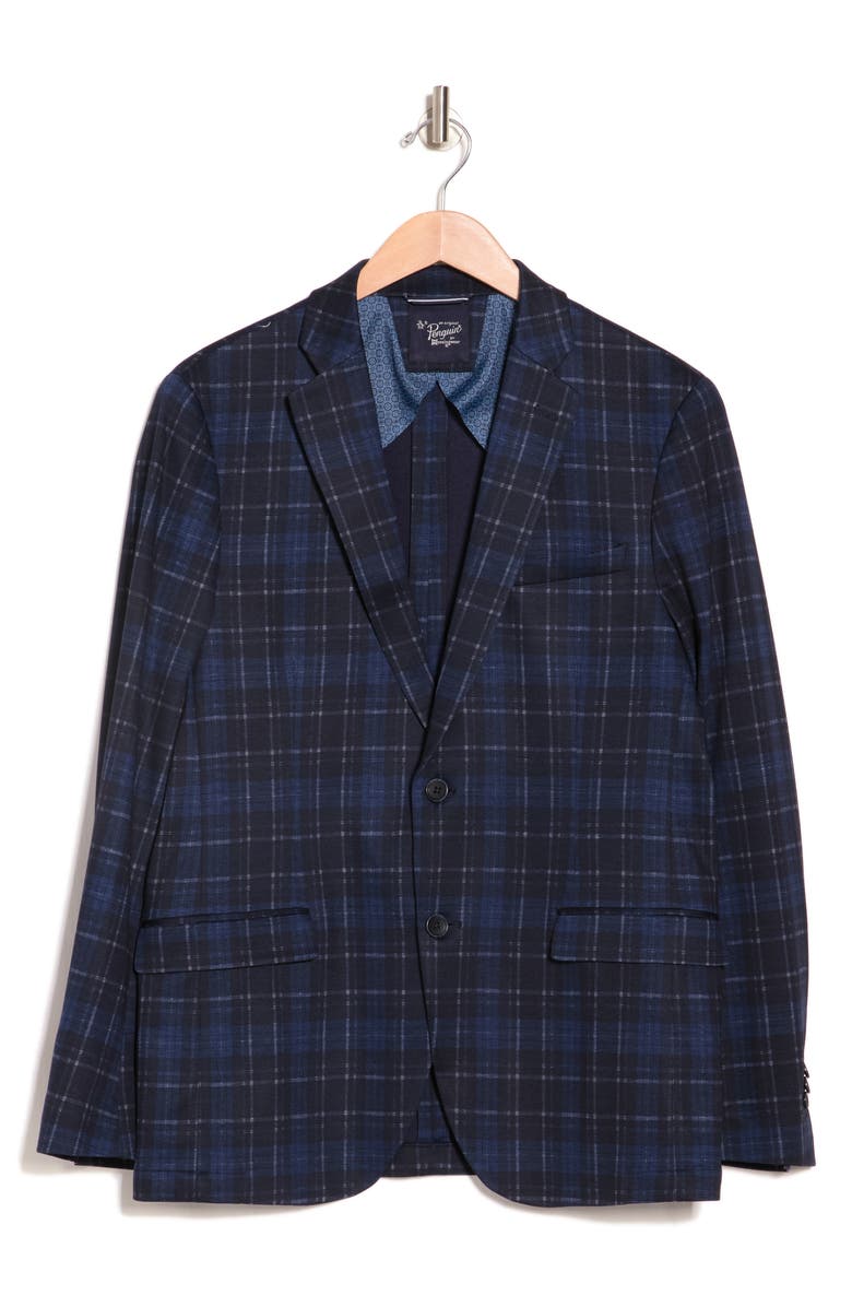 Original Penguin Blue Plaid Knit Suit Jacket, Alternate, color, 