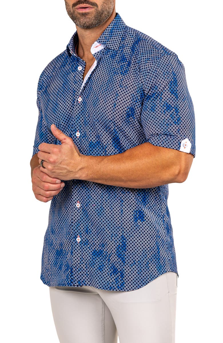 Maceoo Galileo Marthyr0233 Blue Short Sleeve Button-Up Shirt, Alternate, color, Blue