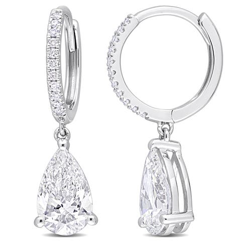 Lab-Grown Diamond Pear Dangle Huggie Earrings 14k
