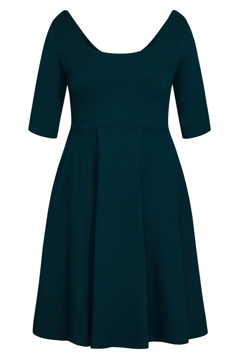Scoop Neck A-Line Dress, Alternate, color, EMERALD