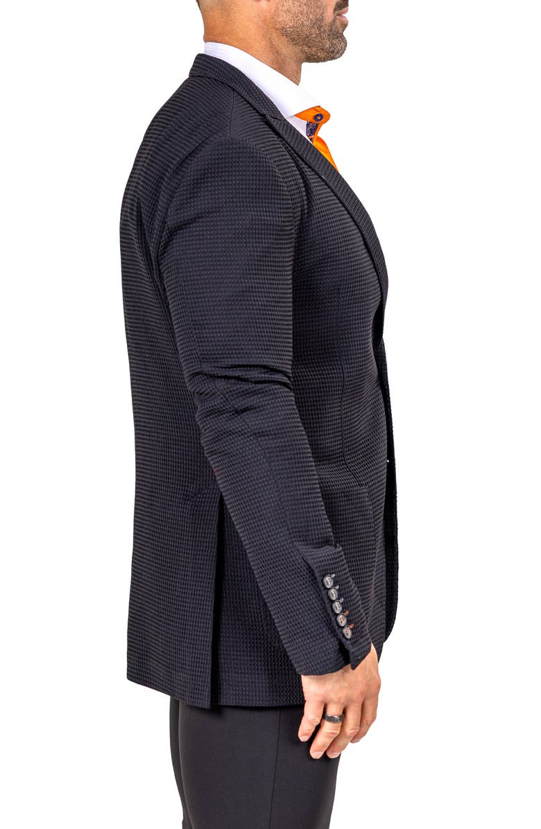 Maceoo Unconstructed Marthyr014 Black Seersucker Peak Lapel Blazer, Alternate, color, Black