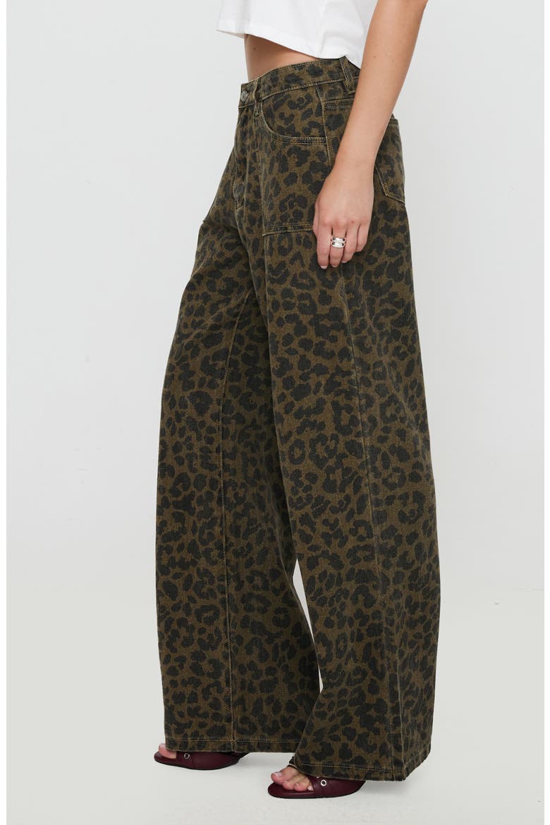 Briony Leopard Print Wide Leg Jeans, Alternate, color, BROWN