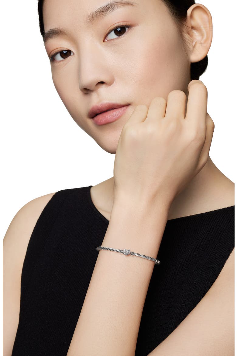 Cable Collectibles® Diamond Heart Bracelet, Alternate, color, SILVER