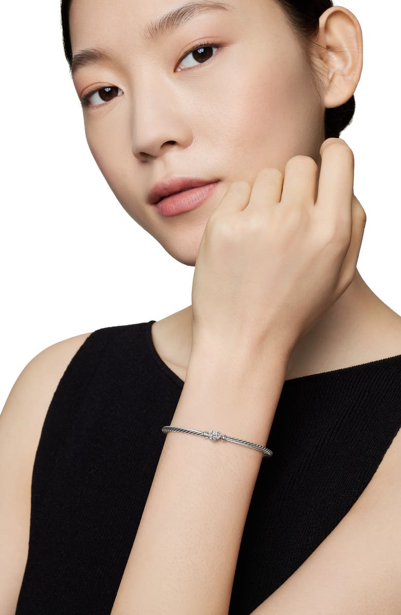 David Yurman Cable Collectibles<sup>®</sup> Diamond Heart Bracelet, Alternate, color, Silver Pave