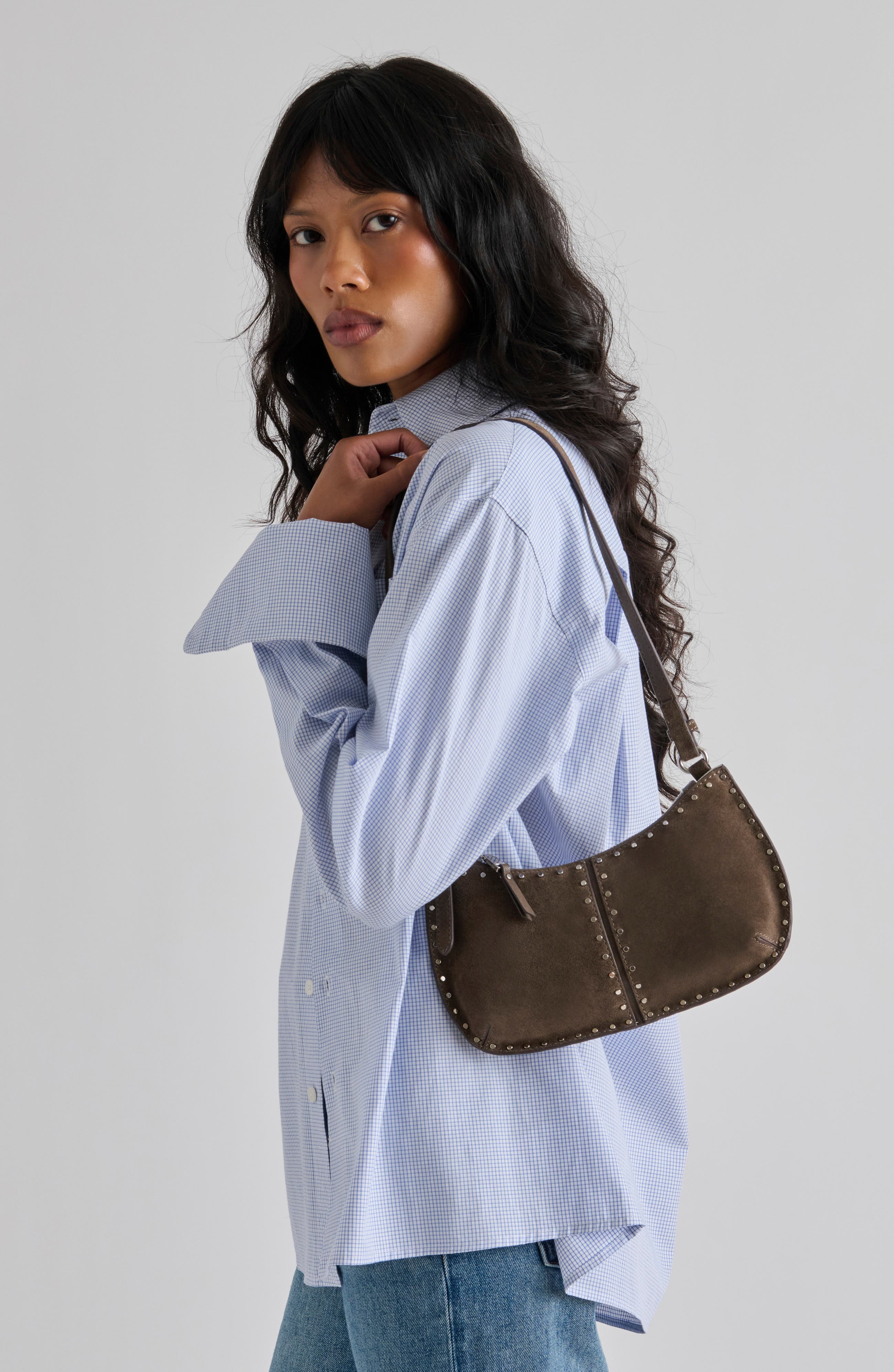 Axelle Faux Leather Baguette Bag, Alternate, color, DARK TAUPE