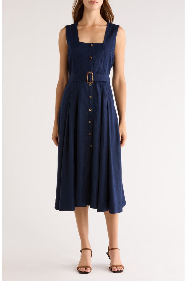 Belted Midi Dress, Main, color, CLASSIC NAVY