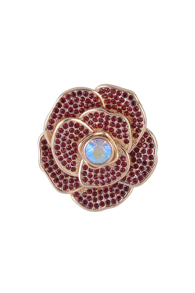 Red Stone Rose Pin, Alternate, color, Red