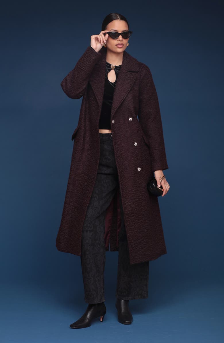 Avec Les Filles Belted Trench Coat, Alternate, color, Merlot