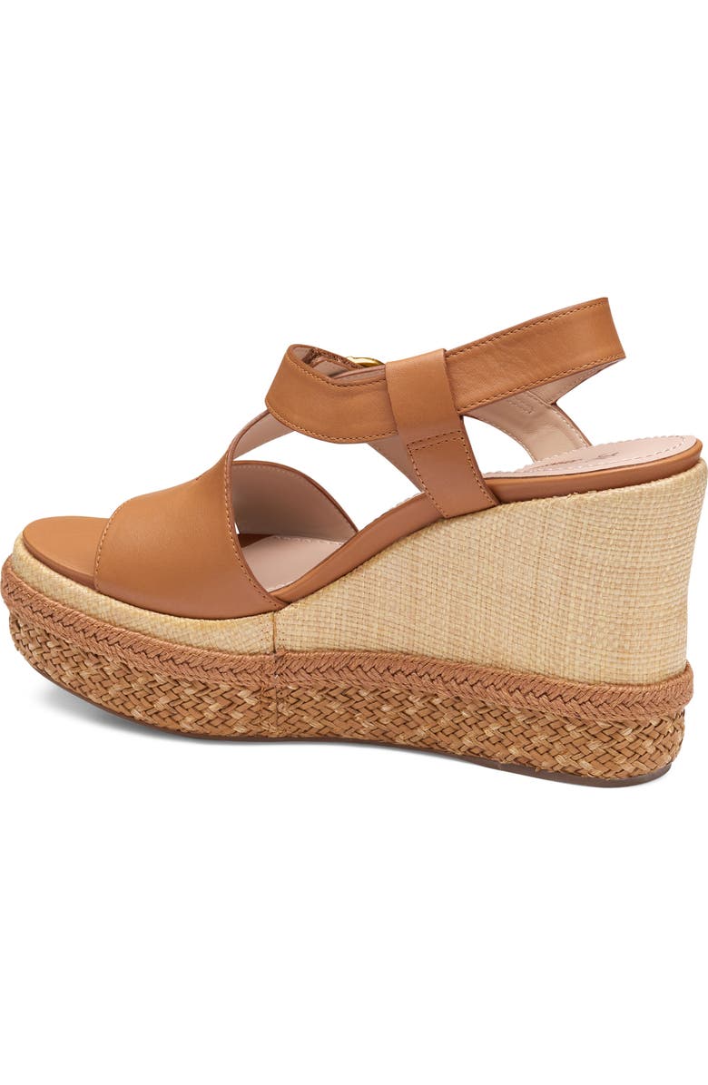 Johnston & Murphy Addison Asymmetric Slingback Platform Wedge Sandal, Alternate, color, Cognac Nappa Leather