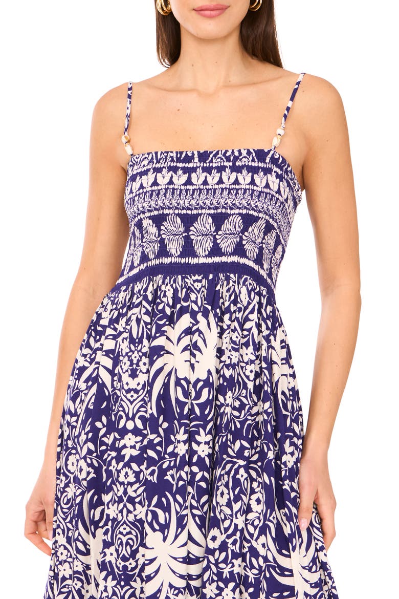 Smocked Maxi Sundress, Alternate, color, NAVY WHITE