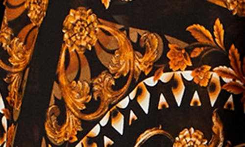 City Chic Paris Print Long Sleeve Faux Wrap Maxi Dress In Animal Print