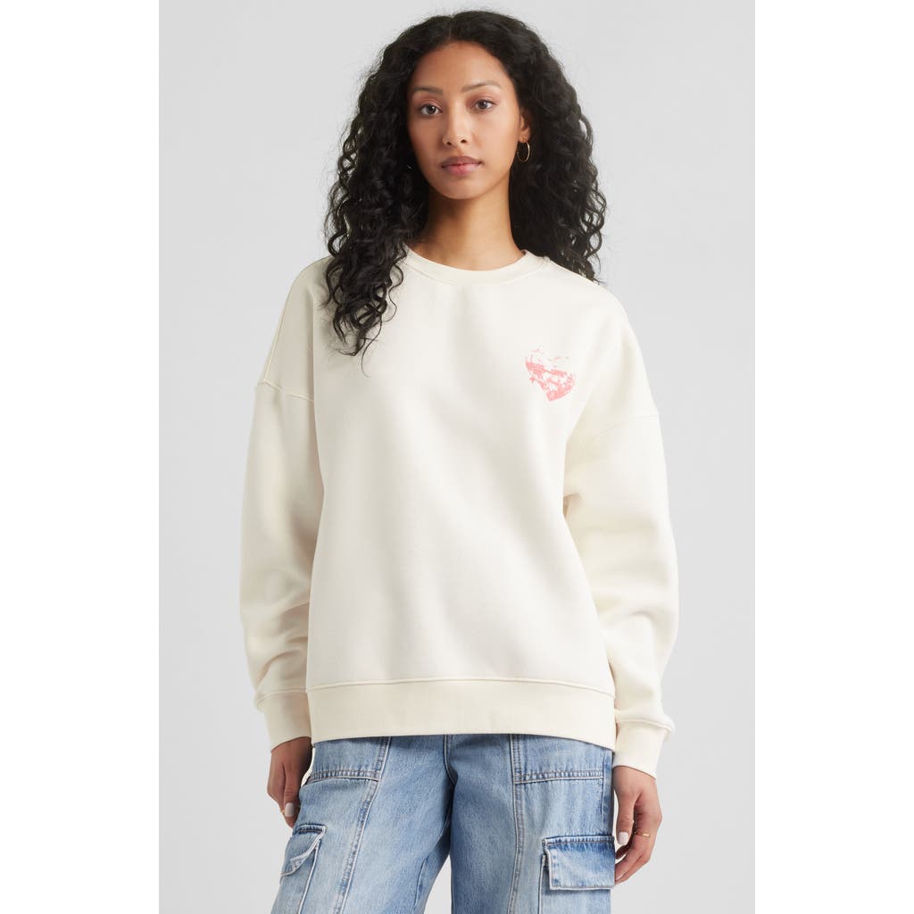 Bp. Graphic Sweatshirt In Ivory- Red Self Love Club