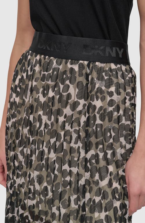 Dkny Print Asymmetric Midi Skirt In Spring Animal Green
