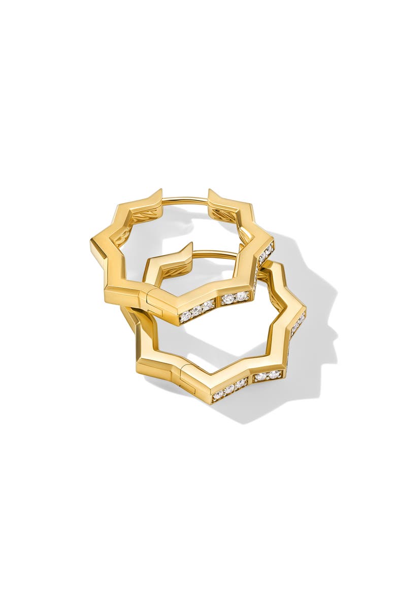 Stax Zigzag Hoop Earrings with Diamonds, 22.8mm, Alternate, color, 18K YELLOW GOLD