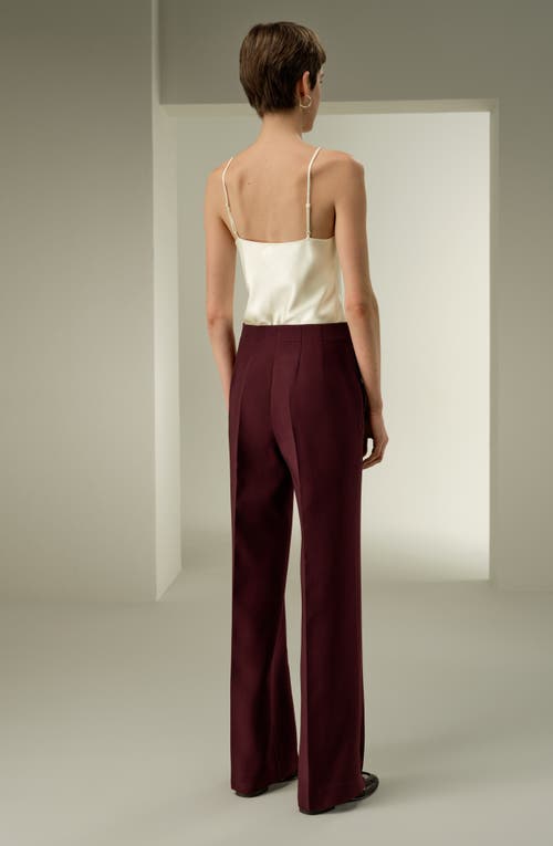Lilysilk Silk-wool Twill Flare Pants In Burgundy