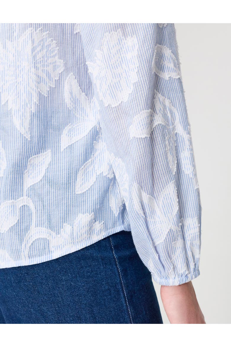 Ivie Button Through Long Sleeve Blouse, Alternate, color, Blue Floral Stripe