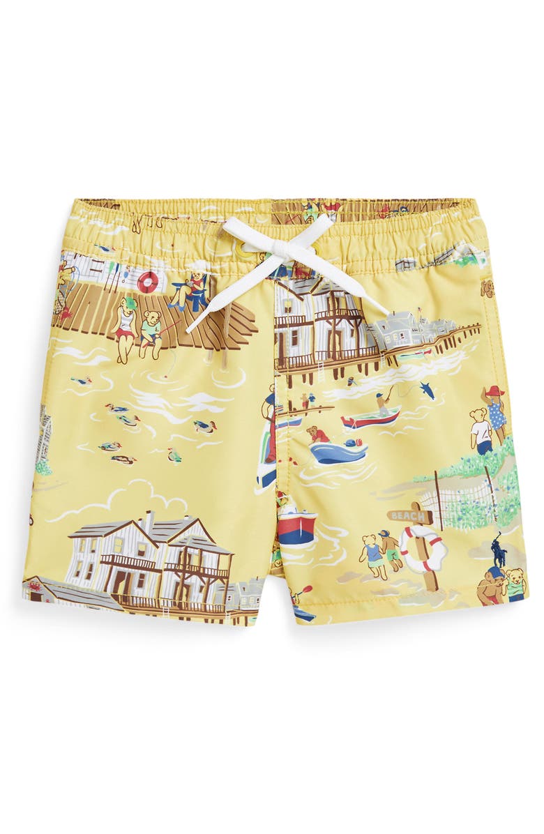 Ralph Lauren Traveler Seaside Bear Print Swim Trunks, Main, color, 