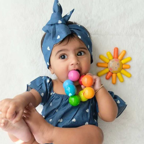 HABA HABA WOODEN BABY TEETHING TOY MAGICA, SENSORY GRASPING RATTLE FOR BABIES 6-24 MONTHS, SAFE & COLORFU