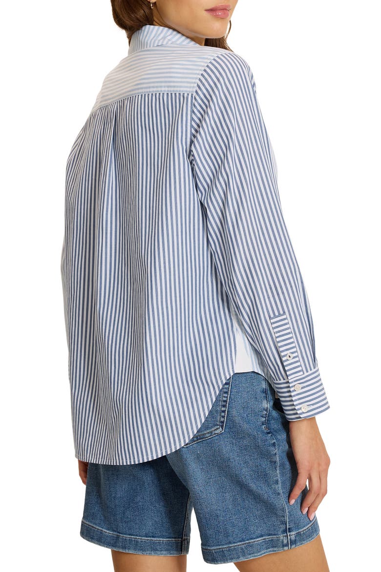 Bay Breeze Relaxed Striped Cotton Shirt, Alternate, color, BLUE ISLES