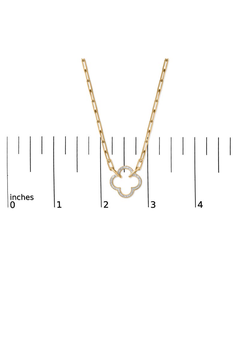 Gold Vermeil 1/10 Cttw Diamond Paperclip Chain Clover Pendant Necklace, Alternate, color, Silver