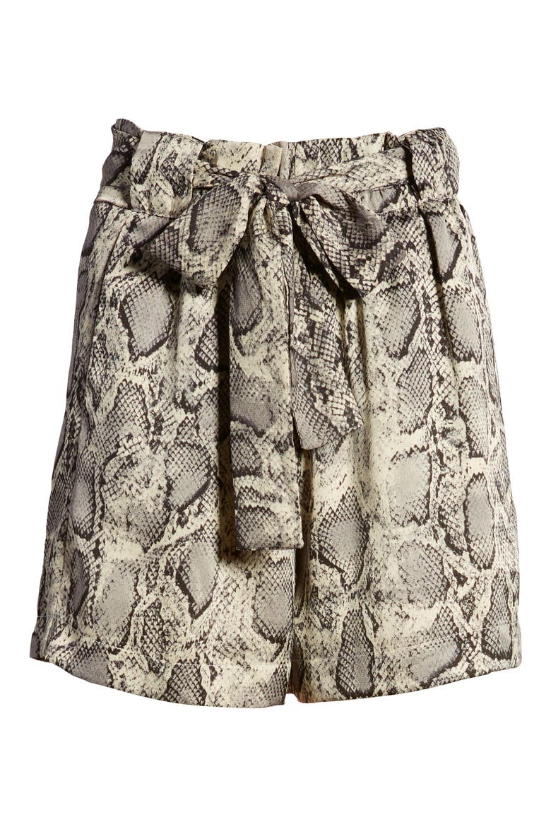Snake Print Front Tie Shorts, Alternate, color, SNAKESKIN