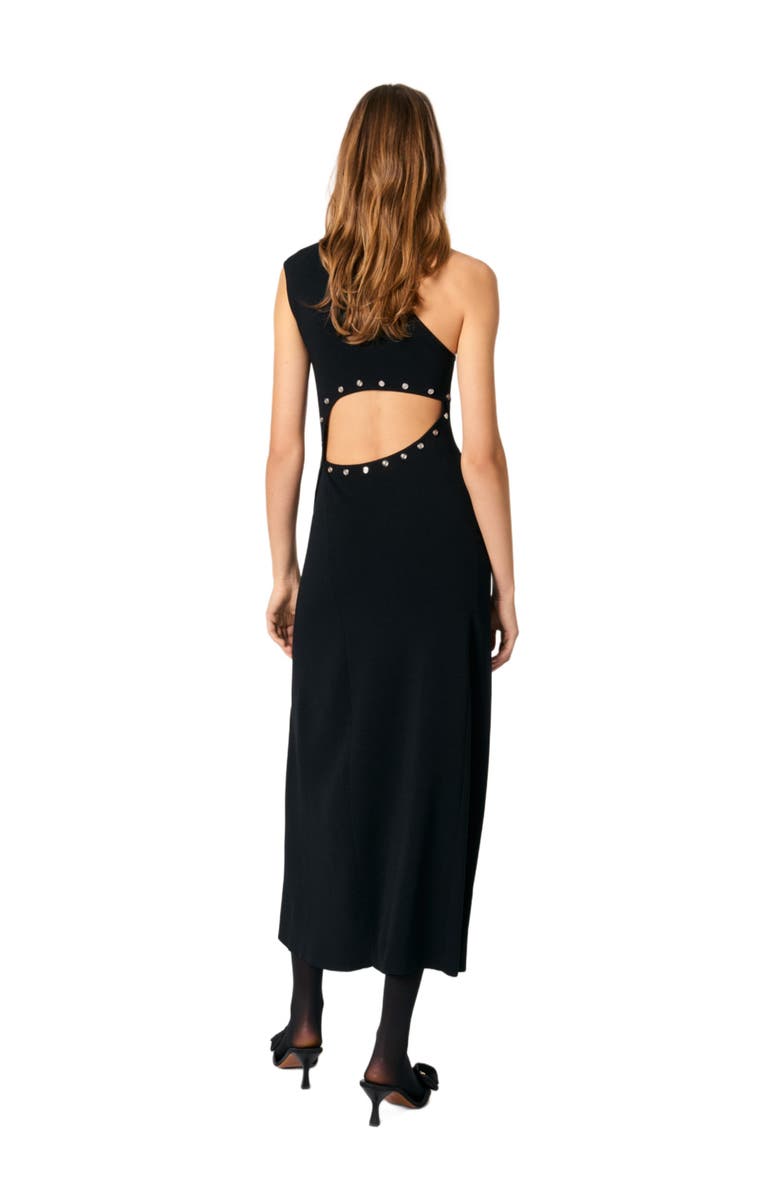 maje Asymmetric knit maxi dress, Alternate, color, 