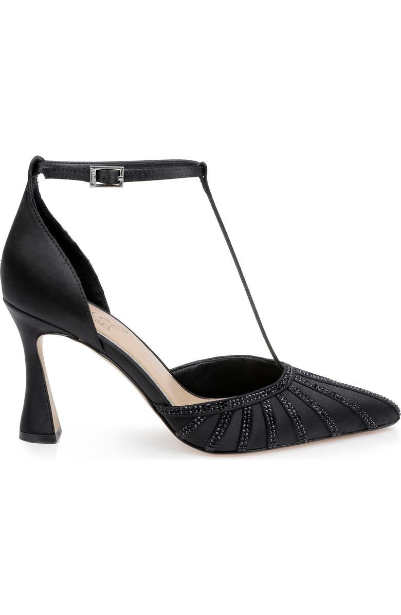 Jewel Badgley Mischka Faithlyn T-Strap Pointed Toe Pump, Alternate, color, Black Satin