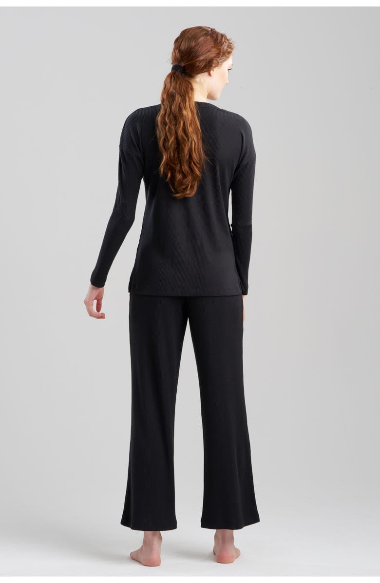 Natori Eden Everywhere V-neck Long Sleeve Top, Alternate, color, Black