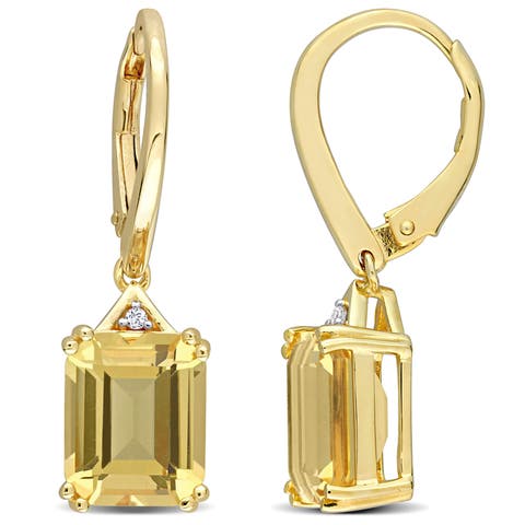 Gemstones Octagon Drop Earrings