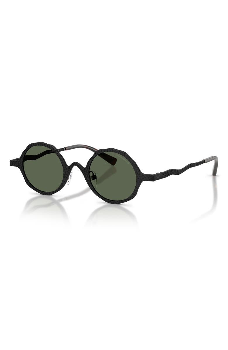 Emporio Armani 41mm Round Sunglasses, Alternate, color, Matte Black/ Dark Green