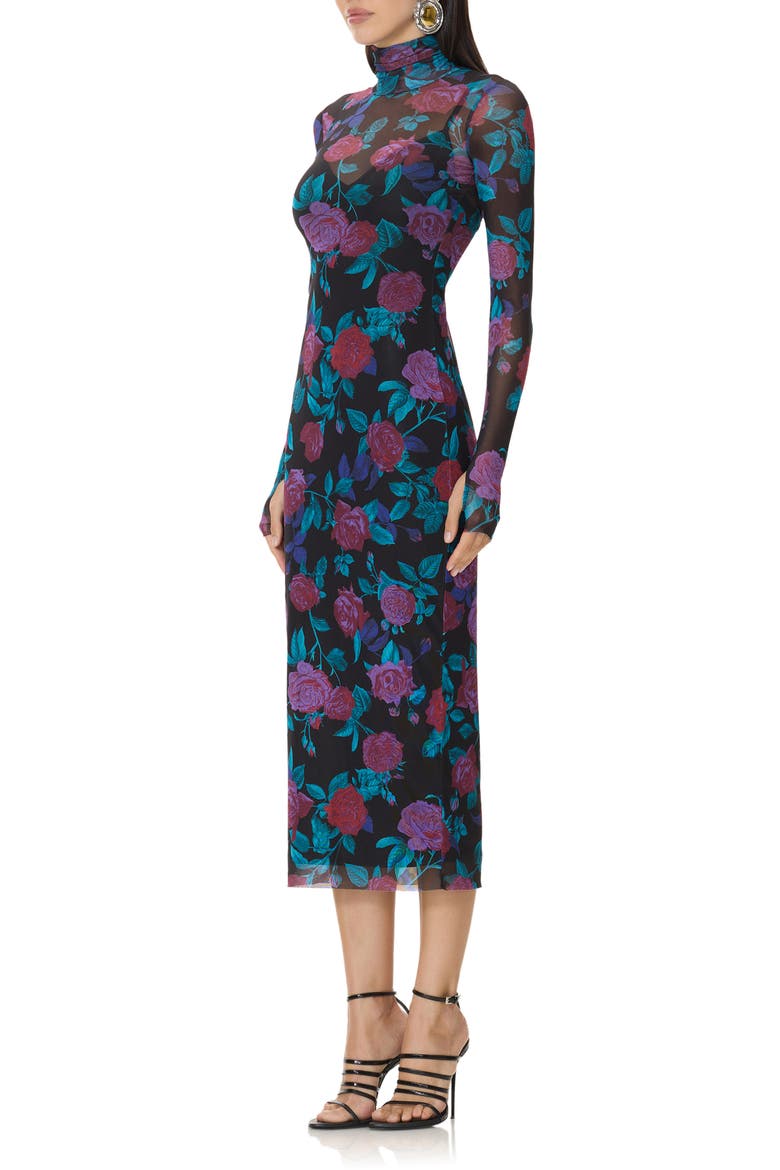 Shailene Midi Dress, Alternate, color, PLUM ROSES