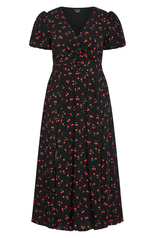 City Chic Jessie Cherry Print Maxi Dress