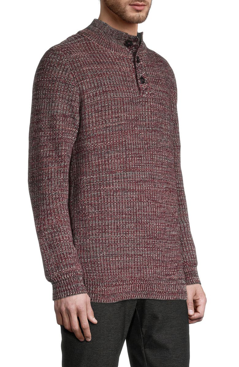 SOUL OF LONDON Button Half-Placket Melange Organic Cotton Knit Sweater, Alternate, color, 