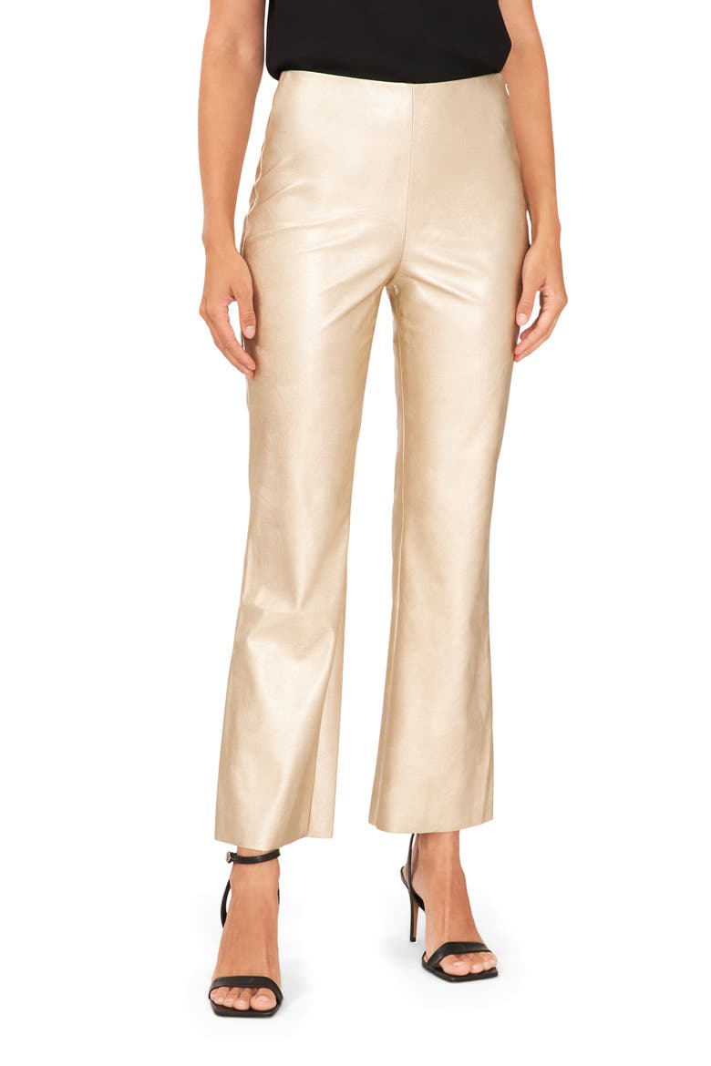 Metallic Faux Leather Trousers, Main, color, METALLIC GOLD