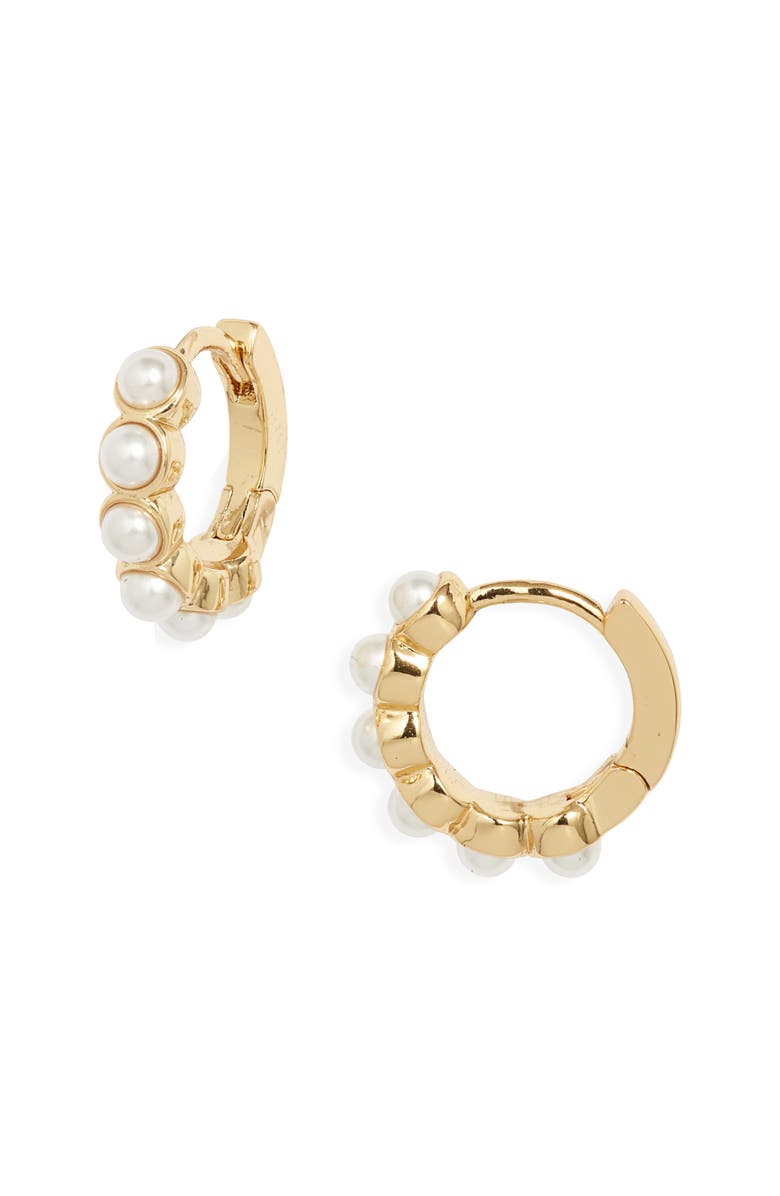 Madewell Freshwater Pearl Huggie Hoop Earrings, Main, color, 