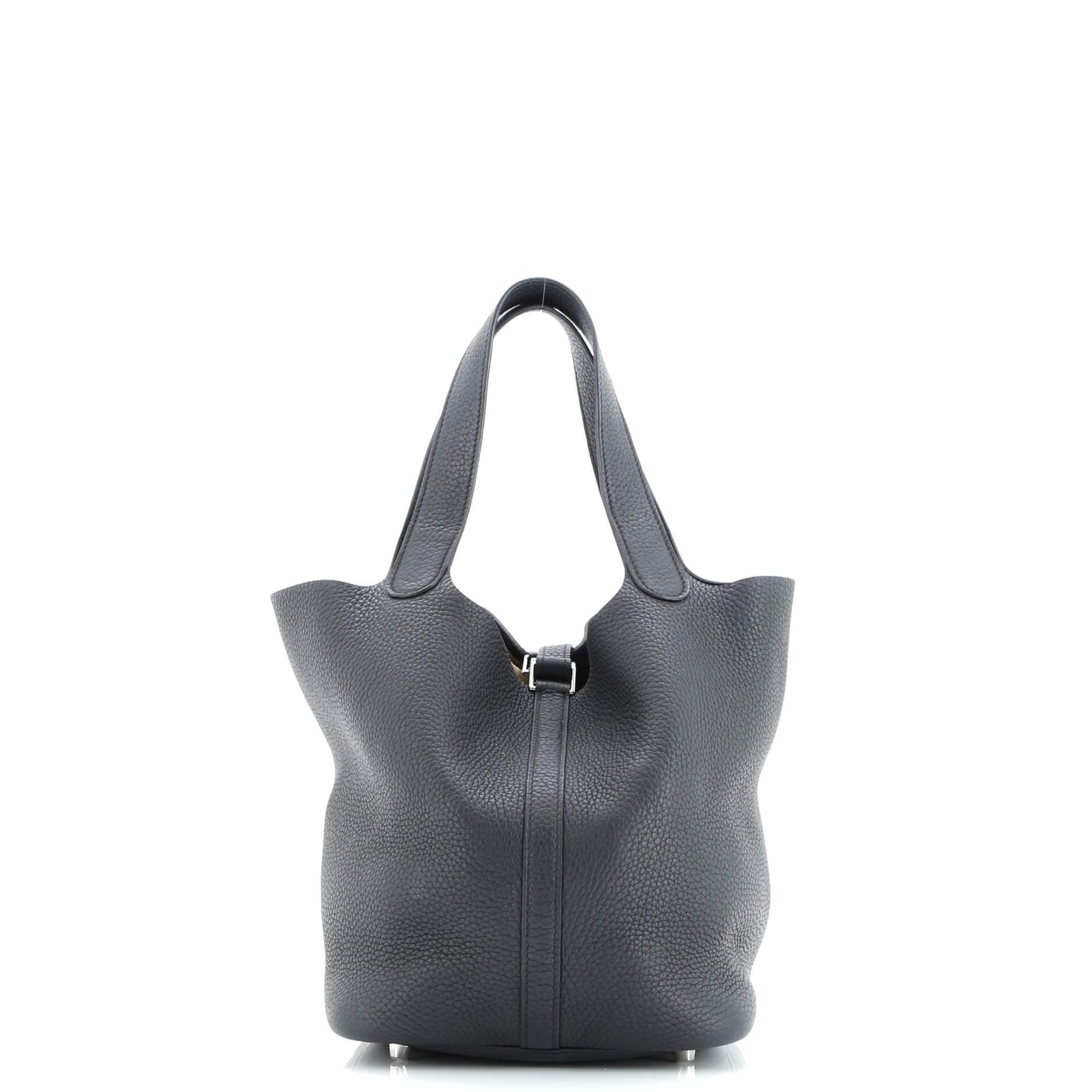 Pre-Owned Hermes Picotin Lock Bag Clemence MM, Alternate, color, Noir