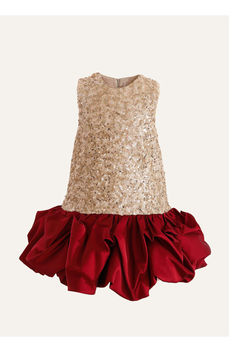 Tulleen Ruffles & Gleam Dress, Main, color, Gold