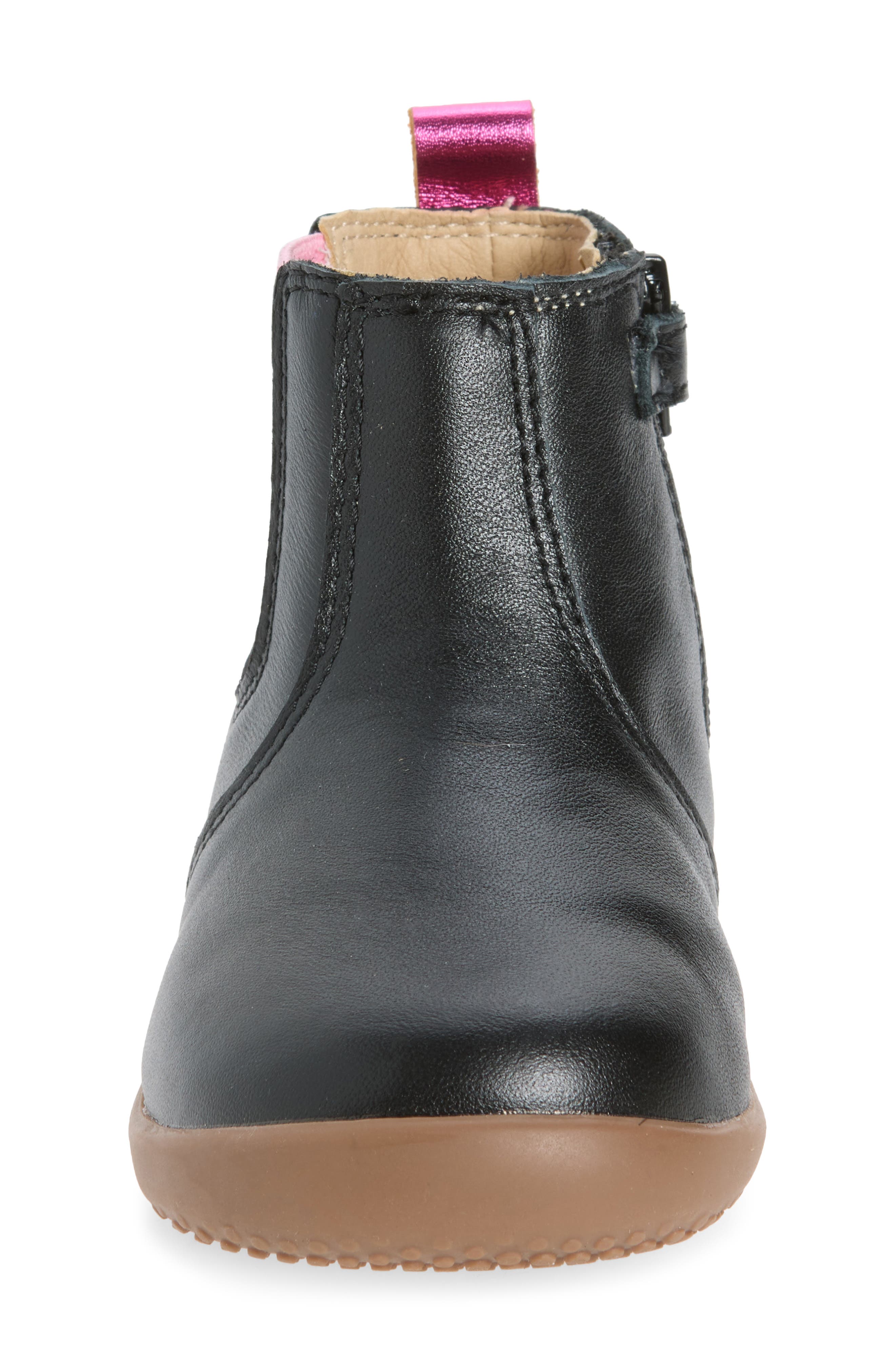 Kids' Boost Leather Chelsea Boot, Alternate, color, BLACK / FUCHSIA FOIL