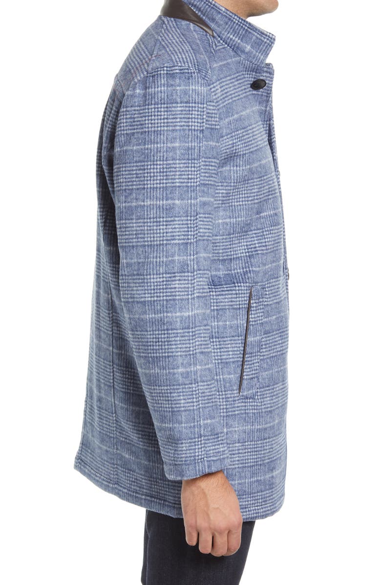 Johnston & Murphy Upton Wool Blend Car Coat, Alternate, color, Navy Plaid