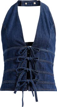 Reformation Kyleigh Denim Halter Top
