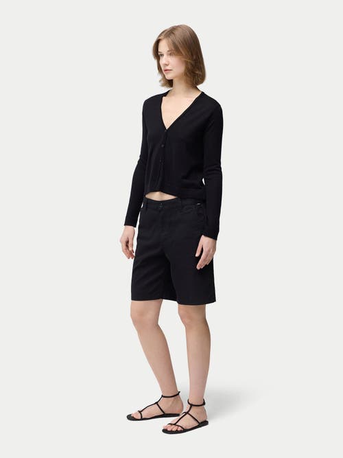 Gobi Mongolian Cashmere Lightweight Cashmere Silk Cardigan In Black
