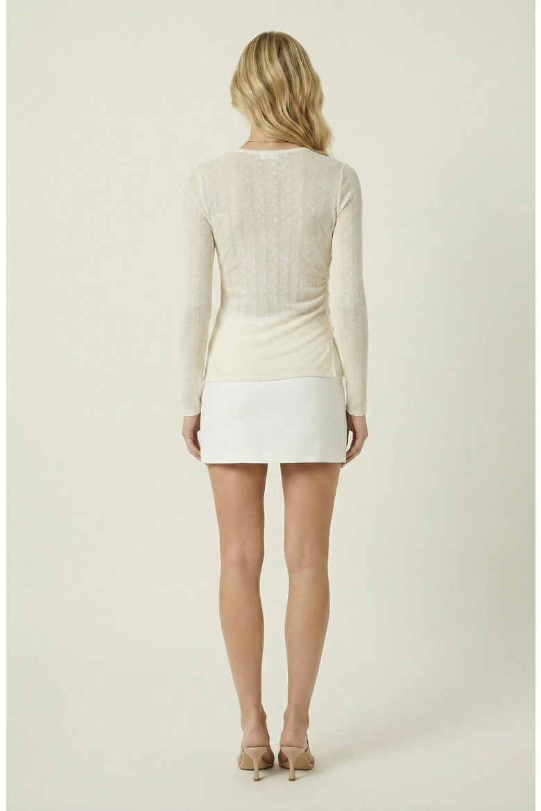 Long Sleeve Fitted Side Button Knit Top, Alternate, color, Ivory