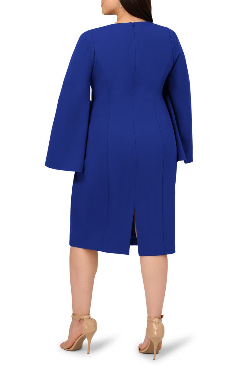 Adrianna Papell Jewel Cape Sleeve Crepe Sheath Dress, Alternate, color, Royal Sapphire