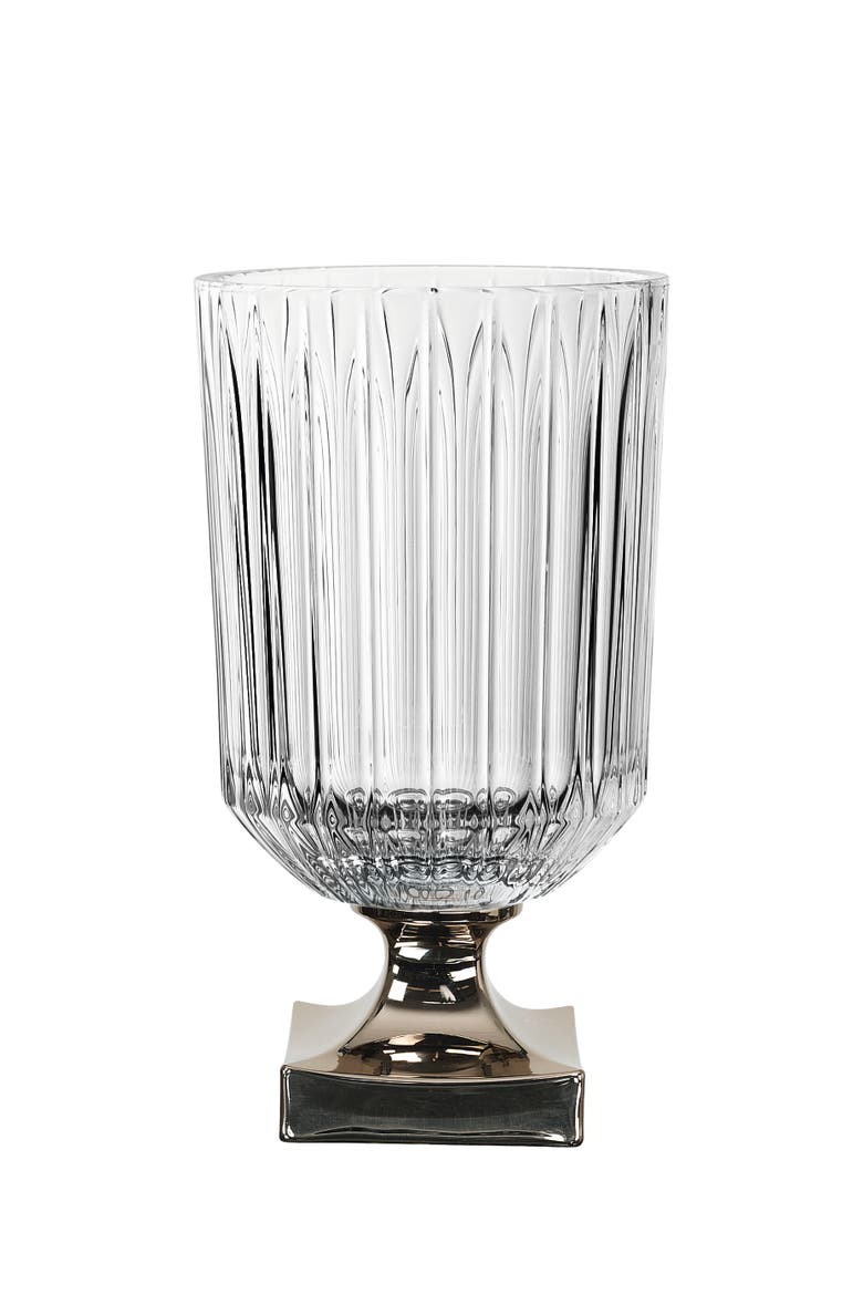 Minerva 12" Vase with Platinum Foot, Main, color, Clear